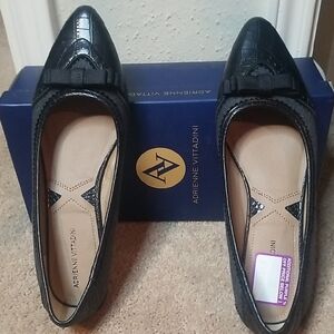 Adrienne Vittadini Black Flats Classic Slip-On Loafers